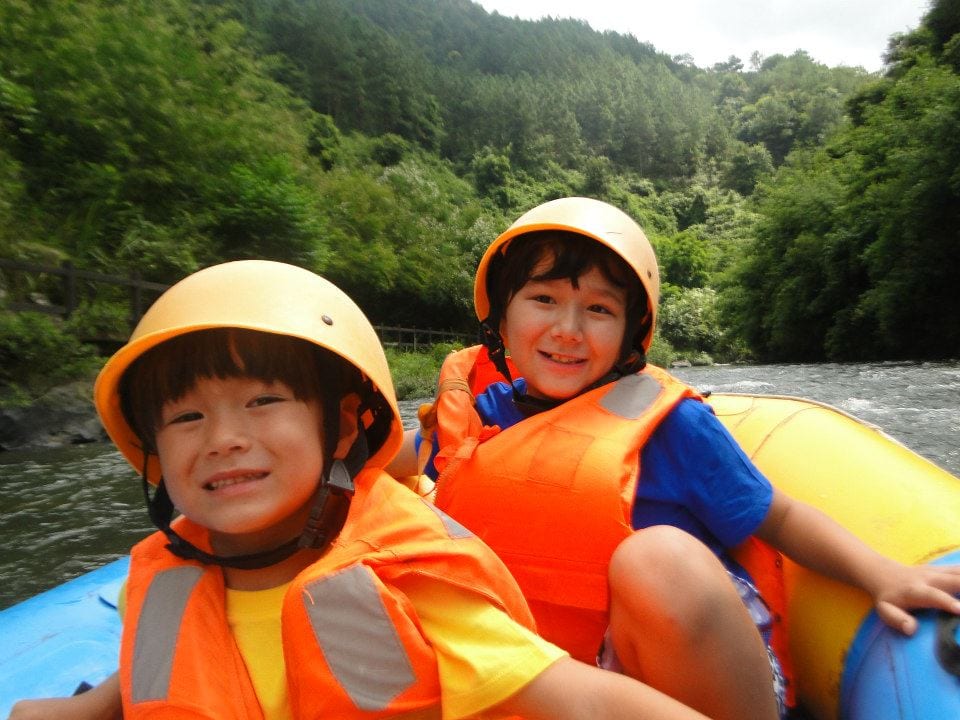 Boys rafting